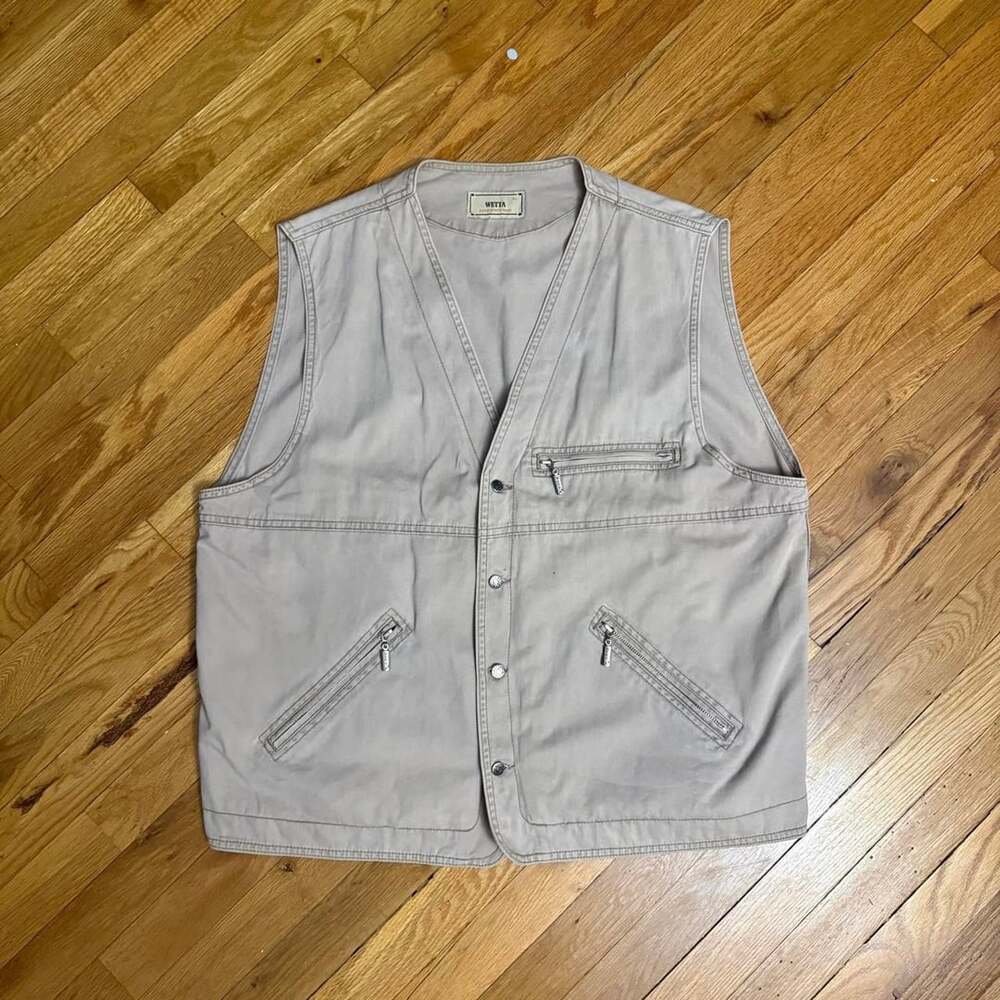 Wetta Active Sports Wear Utility Vest XL Khaki Plaid Lined